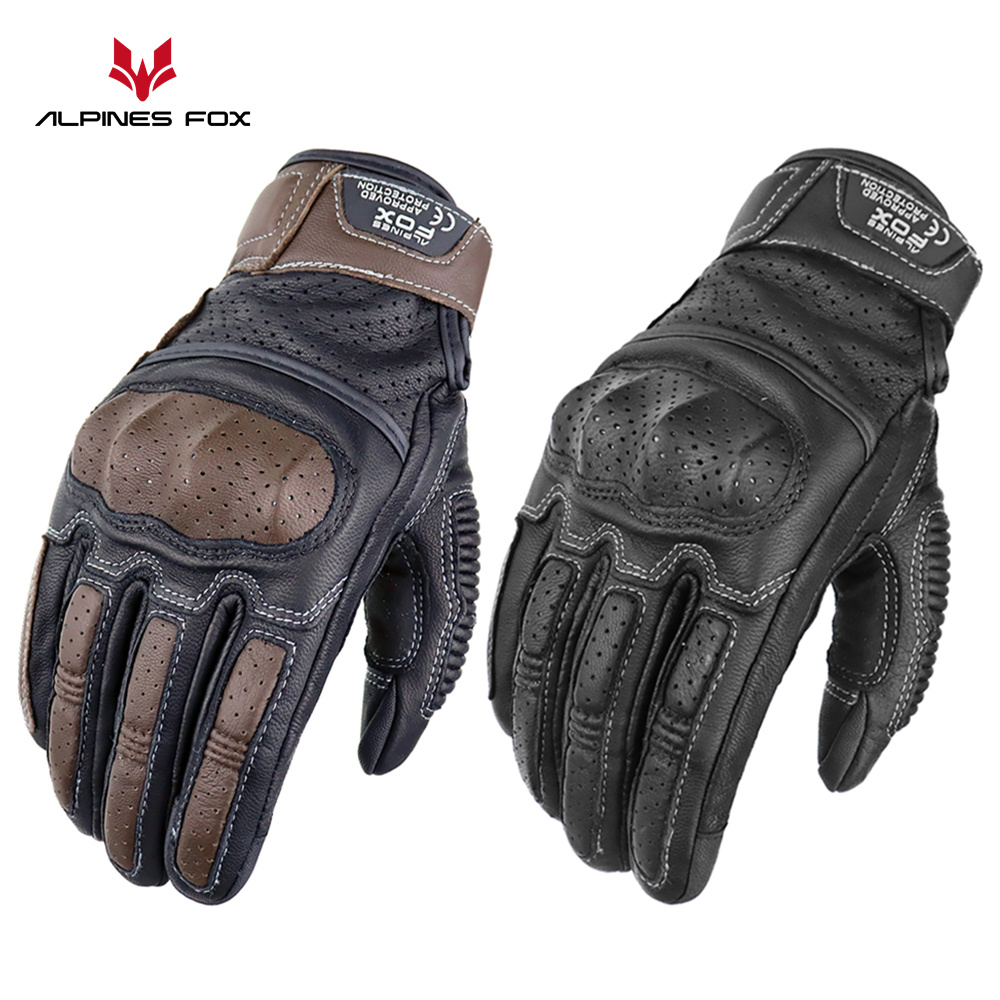 Motorcycle Gear Alpine - Gants de moto Vintage en cuir